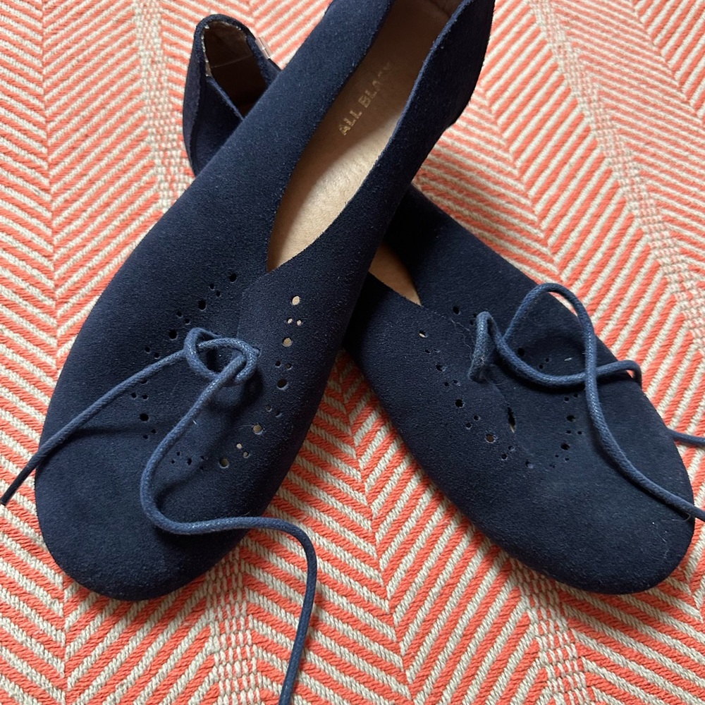 All Black Women's Navy Suede Shoes